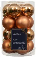 Decoris glazen kerstbal 3.5cm brandy 16 stuks - afbeelding 1