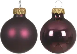 Decoris glazen kerstbal 3.5cm donker mauve 16 stuks - afbeelding 2