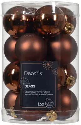 Decoris glazen kerstbal 3.5cm espresso 16 stuks - afbeelding 1