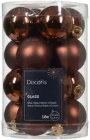 Decoris glazen kerstbal 3.5cm espresso 16 stuks - afbeelding 1