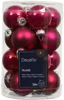 Decoris glazen kerstbal 3.5cm festive roze 16 stuks - afbeelding 1