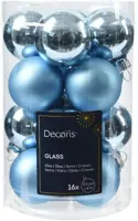 Decoris glazen kerstbal 3.5cm ijsblauw 16 stuks - afbeelding 1