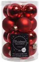Decoris glazen kerstbal 3.5cm kerstrood 16 stuks