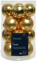 Decoris glazen kerstbal 3.5cm licht goud 16 stuks
