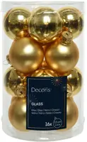 Decoris glazen kerstbal 3.5cm licht goud 16 stuks - afbeelding 1