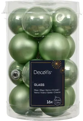 Decoris glazen kerstbal 3.5cm matcha groen 16 stuks - afbeelding 1