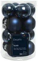 Decoris glazen kerstbal 3.5cm nachtblauw 16 stuks