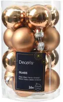 Decoris glazen kerstbal 3.5cm pecan bruin 16 stuks - afbeelding 1