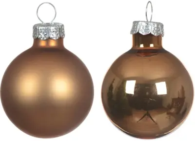 Decoris glazen kerstbal 3.5cm pecan bruin 16 stuks - afbeelding 2