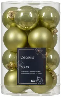 Decoris glazen kerstbal 3.5cm pistache 16 stuks