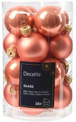 Decoris glazen kerstbal 3.5cm pompoen 16 stuks - afbeelding 1