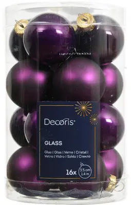 Decoris glazen kerstbal 3.5cm vijg 16 stuks - afbeelding 1