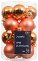 Decoris glazen kerstbal 3.5cm warm oranje 16 stuks - afbeelding 1