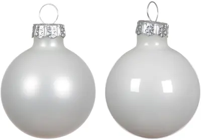 Decoris glazen kerstbal 3.5cm winterwit 16 stuks - afbeelding 2