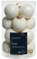 Decoris glazen kerstbal 3.5cm wolwit 16 stuks
