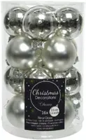 Decoris glazen kerstbal 3.5cm zilver 16 stuks