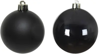 Decoris glazen kerstbal 3.5cm zwart 16 stuks - afbeelding 2