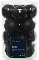 Decoris glazen kerstbal 3.5cm zwart 16 stuks - afbeelding 1