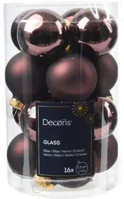 Decoris glazen kerstbal 3.5cm zwarte truffel 16 stuks - afbeelding 1