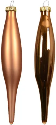Decoris glazen kerstbal 3cm brandy 6 stuks - afbeelding 2