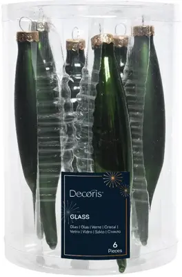 Decoris glazen kerstbal 3cm dennengroen 6 stuks - afbeelding 1