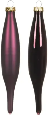 Decoris glazen kerstbal 3cm donker mauve 6 stuks - afbeelding 2
