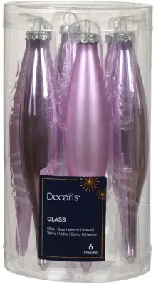 Decoris glazen kerstbal 3cm fris lila 6 stuks - afbeelding 1
