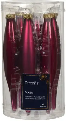 Decoris glazen kerstbal 3cm granaatappel 6 stuks - afbeelding 1