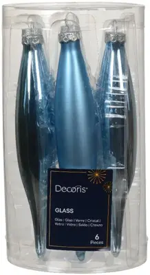 Decoris glazen kerstbal 3cm ijsblauw 6 stuks - afbeelding 1