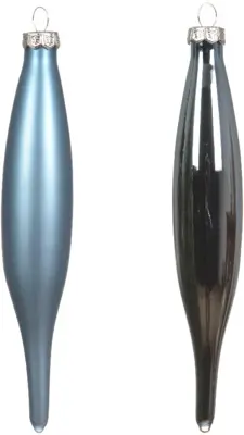 Decoris glazen kerstbal 3cm ijsblauw 6 stuks - afbeelding 2