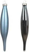 Decoris glazen kerstbal 3cm ijsblauw 6 stuks - afbeelding 2