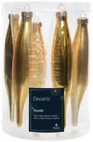 Decoris glazen kerstbal 3cm licht goud 6 stuks - afbeelding 1