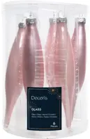 Decoris glazen kerstbal 3cm poederroze 6 stuks - afbeelding 1