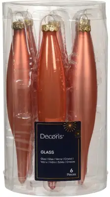 Decoris glazen kerstbal 3cm pompoen 6 stuks - afbeelding 1