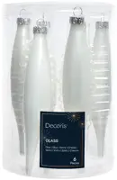 Decoris glazen kerstbal 3cm winterwit 6 stuks - afbeelding 1
