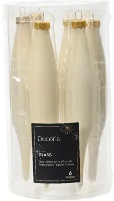 Decoris glazen kerstbal 3cm wolwit 6 stuks - afbeelding 1