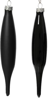 Decoris glazen kerstbal 3cm zwart 6 stuks - afbeelding 2