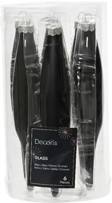 Decoris glazen kerstbal 3cm zwart 6 stuks - afbeelding 1
