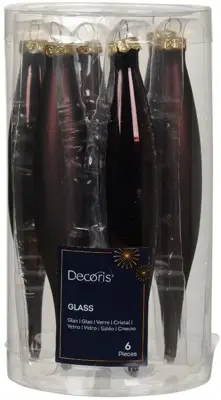 Decoris glazen kerstbal 3cm zwarte truffel 6 stuks - afbeelding 1