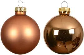 Decoris glazen kerstbal 6cm brandy 10 stuks - afbeelding 2