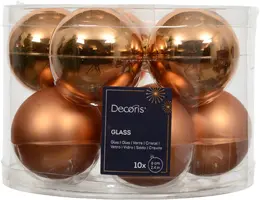 Decoris glazen kerstbal 6cm brandy 10 stuks - afbeelding 1