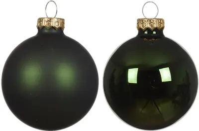 Decoris glazen kerstbal 6cm dennengroen 10 stuks - afbeelding 2