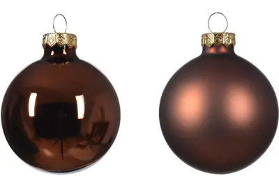 Decoris glazen kerstbal 6cm espresso 10 stuks - afbeelding 2