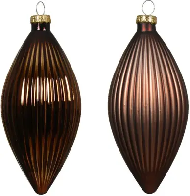 Decoris glazen kerstbal 6cm espresso 3 stuks - afbeelding 2