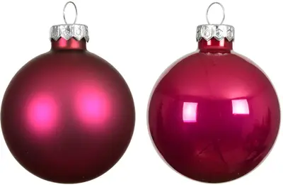 Decoris glazen kerstbal 6cm festive roze 10 stuks - afbeelding 2