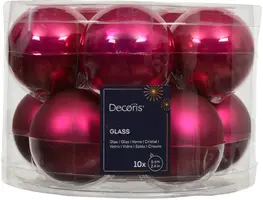 Decoris glazen kerstbal 6cm festive roze 10 stuks - afbeelding 1