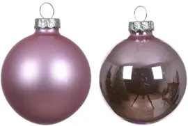 Decoris glazen kerstbal 6cm fris lila 10 stuks - afbeelding 2