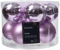 Decoris glazen kerstbal 6cm fris lila 10 stuks - afbeelding 1