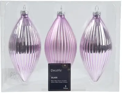 Decoris glazen kerstbal 6cm fris lila 3 stuks - afbeelding 1