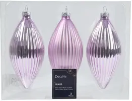 Decoris glazen kerstbal 6cm fris lila 3 stuks - afbeelding 1